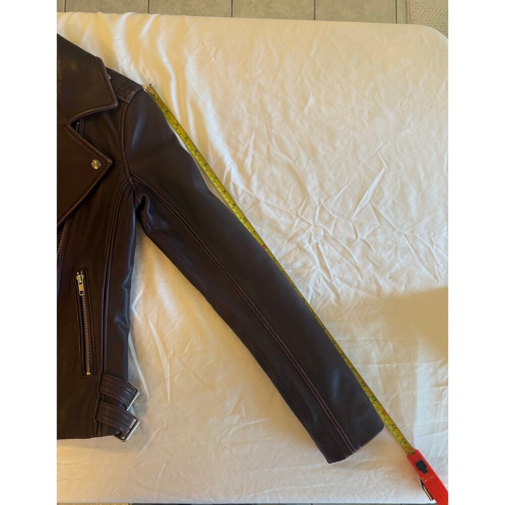 Gianni Bini Women's Genuine Leather Moto Plum Jacket Zip Snap Buckles Sz XS - Picture 7 of 7